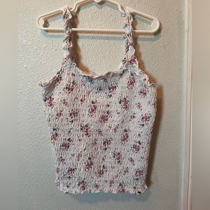 Abercrombie Kids Girl’s White Floral Smoked Tank Top Size 11/12